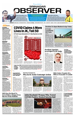 Covid Claims 4 More Lives in JK, Toll 50