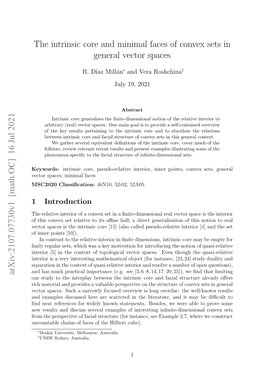 The Intrinsic Core and Minimal Faces of Convex Sets in General Vector Spaces