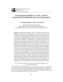 Algorithms for the Computation of Sine and Cosine Functions1