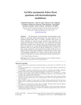 Ge/Sige Asymmetric Fabry-Perot Quantum Well Electroabsorption Modulators