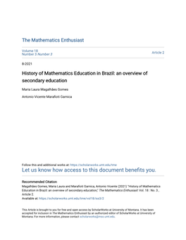 History of Mathematics Education in Brazil: an Overview of Secondary Education