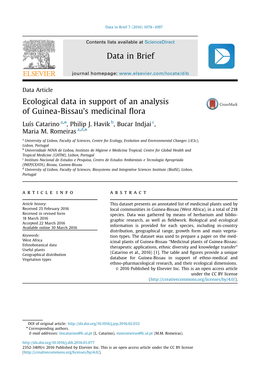 Ecological Data in Support of an Analysis of Guinea-Bissau's Medicinal ﬂora