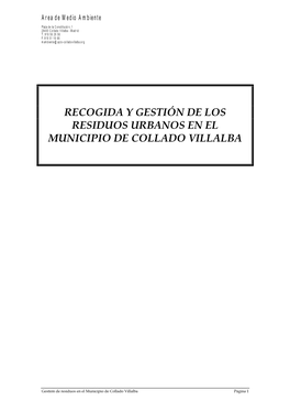 Recogida Y Gestión De Los Residuos Urbanos En Collado Villalba