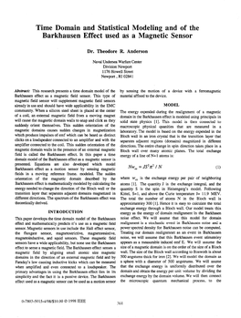 Time Domain and Statistical Modeling and of the Barkhausen Effect Used As a Magnetic Sensor