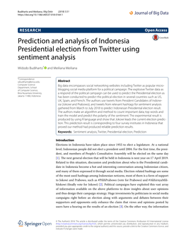 Prediction and Analysis of Indonesia Presidential Election from Twitter Using Sentiment Analysis