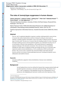 The Roles of Jumonji-Type Oxygenases in Human Disease Europe PMC