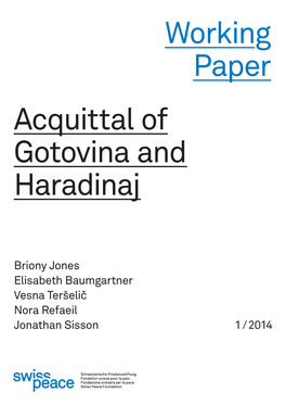 Working Paper Acquittal of Gotovina and Haradinaj