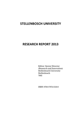Stellenbosch University Research Report 2013