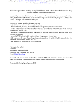 Clinical Management and Mortality Among COVID-19 Cases in Sub-Saharan Africa: a Retrospective Study from Burkina Faso and Simulated Case Analysis