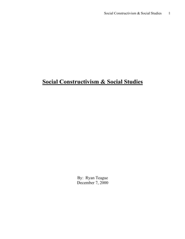 Social Constructivism & Social Studies