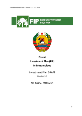 (FIP) in Mozambique Investment Plan DRAFT UT-REDD, MITADER