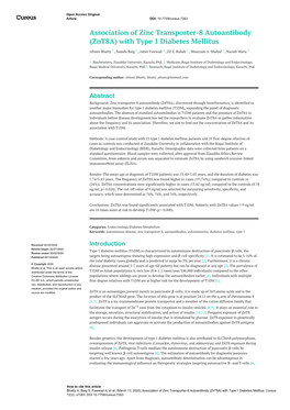 (Znt8a) with Type 1 Diabetes Mellitus