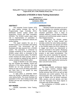 Application of SCADA in Valve Testing Automation