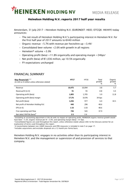 HY PR 2017 Heineken Holding NV