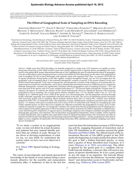 The Effect of Geographical Scale of Sampling on DNA Barcoding