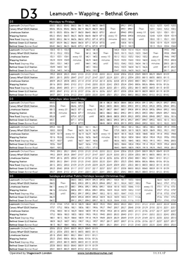 D3 Leamouth – Wapping – Bethnal Green