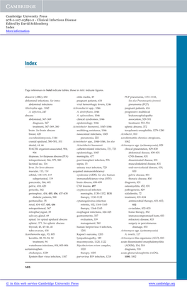 Cambridge University Press 978-1-107-03891-2 - Clinical Infectious Disease Edited by David Schlossberg Index More Information