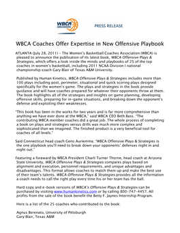 WBCA Coaches Offer Expertise in New Offensive Playbook 2011-12