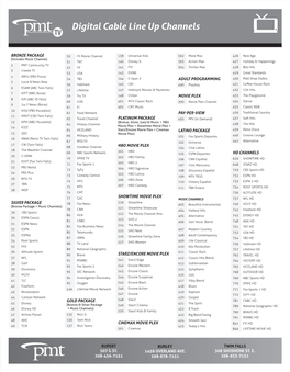 Digital Cable Line up Channels