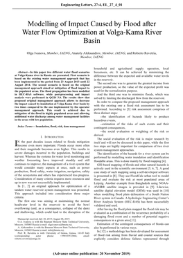 Modelling of Impact Caused by Flood After Water Flow Optimization at Volga-Kama River Basin