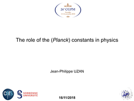 (Planck) Constants in Physics