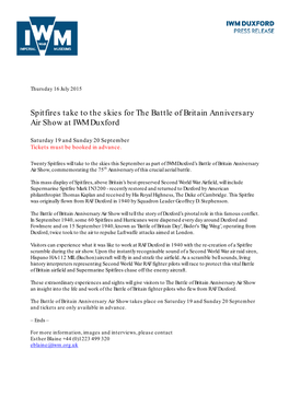 PRESS RELEASE Spitfires FINAL