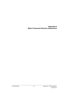 Appendix K Water Framework Directive Assessment