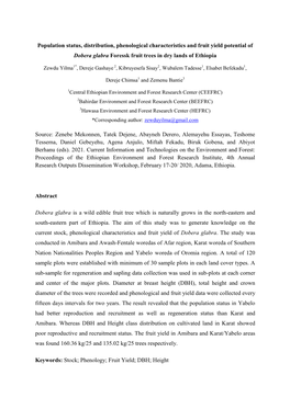 Population Status, Distribution, Phenological Characteristics and Fruit Yield Potential of Dobera Glabra Foressk Fruit Trees in Dry Lands of Ethiopia