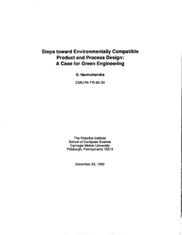 Steps Toward Environmentally Compatible Product and Process Design: a Case for Green Engineering