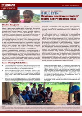 Bulletin Bukidnon Indigenous Peoples’ Rights and Protection Risks