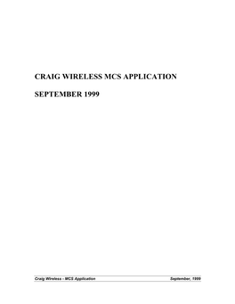 Craig Wireless Mcs Application September 1999