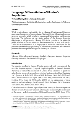 Language Differentiation of Ukraine's Population