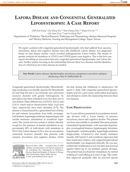 Lafora Disease and Congenital Generalized Lipodystrophy: a Case Report