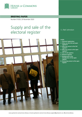 Supply and Sale of the Electoral Register