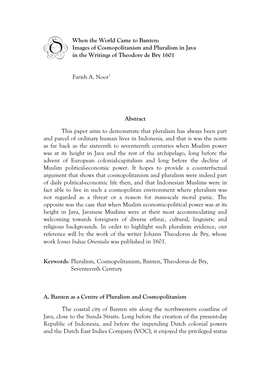 When the World Came to Banten: Images of Cosmopolitanism and Pluralism in Java in the Writings of Theodore De Bry 1601