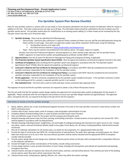 Fire Sprinkler System Plan Review Checklist