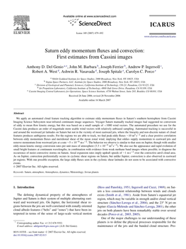 Saturn Eddy Momentum Fluxes and Convection