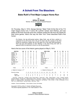 Babe Ruth's First Major League Home