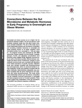 Connections Between the Gut Microbiome and Metabolic Hormones in Early Pregnancy in Overweight and Obese Women