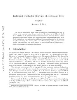 Extremal Graphs for Blow-Ups of Cycles and Trees Arxiv:1210.7869V1 [Math