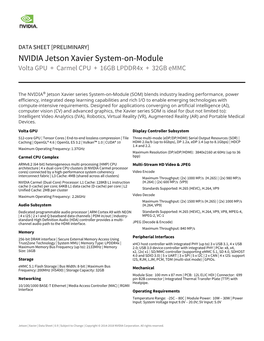Jetson Xavier Series System-On-Module Data Sheet