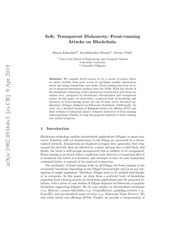 Sok: Transparent Dishonesty: Front-Running Attacks on Blockchain