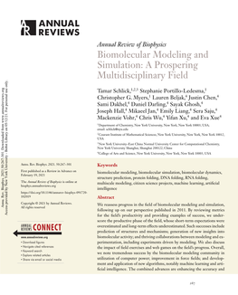 Biomolecular Modeling and Simulation: a Prospering Multidisciplinary Field