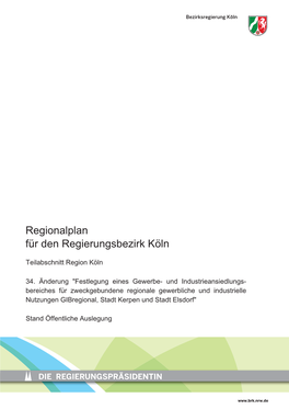 Regionalplan Für Den Regierungsbezirk Köln