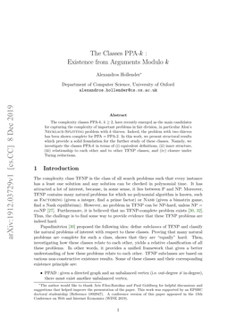 The Classes PPA-K : Existence from Arguments Modulo K