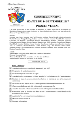 Conseil Municipal Seance Du 14 Septembre 2017 Proces