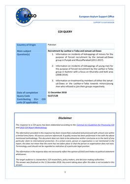 Recruitment by Lashkar-E-Taiba and Jamaat-Ud-Dawa Question(S) 1