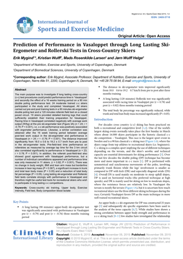 Prediction of Performance in Vasaloppet Through Long Lasting Ski-Ergometer and Roller-Ski Tests in Cross-Country Skiers