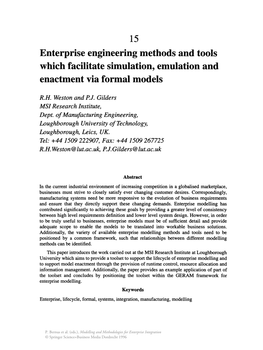 Enterprise Engineering Methods and Tools Which Facilitate Simulation, Emulation and Enactment Via Formal Models