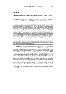 Origin, Microbiology, Nutrition, and Pharmacology of D-Amino Acids.Pdf